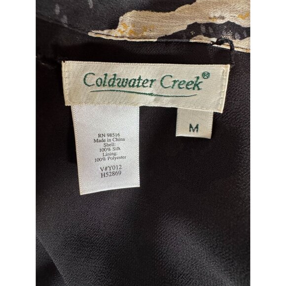 Coldwater Creek M Zebra Silk Print Ruffled Blouse Lined - Picture 6 of 16